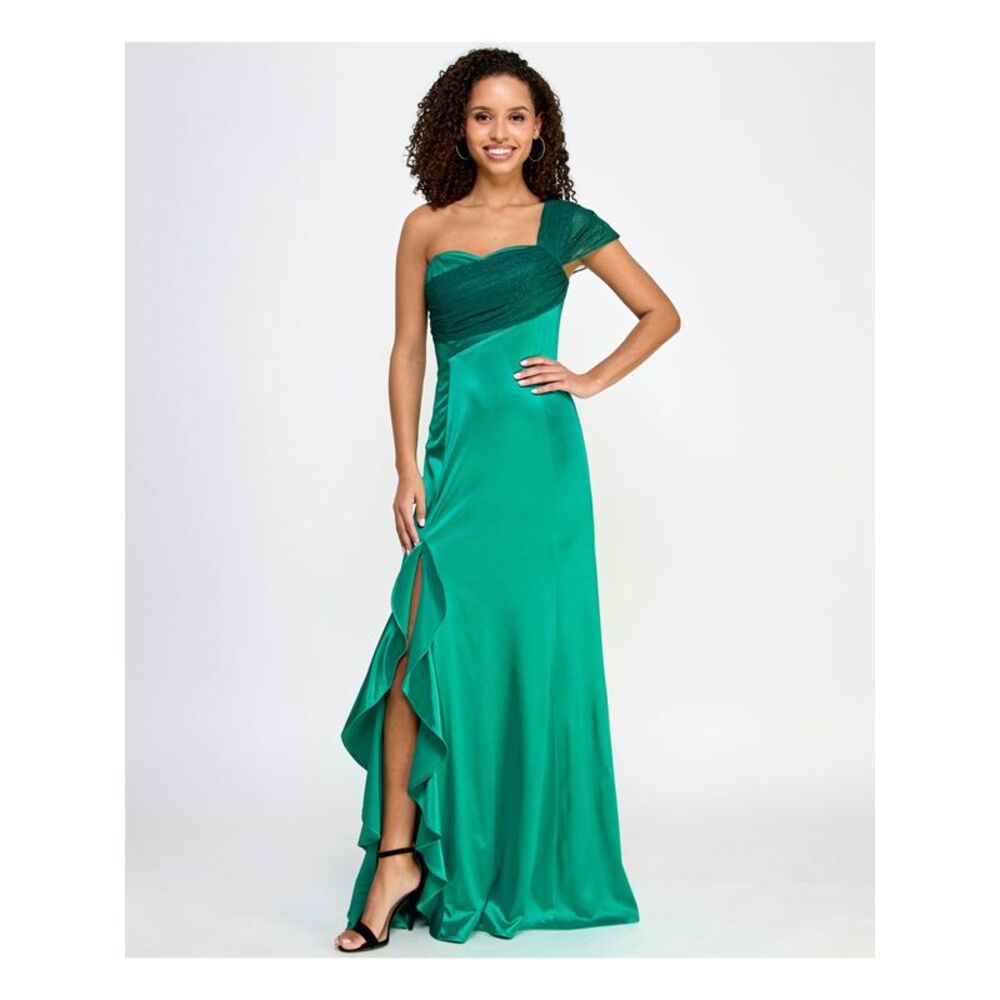 VIOLET WEEKEND Womens Dress Green Unlined Formal Slit Mesh Sash Juniors 15\16